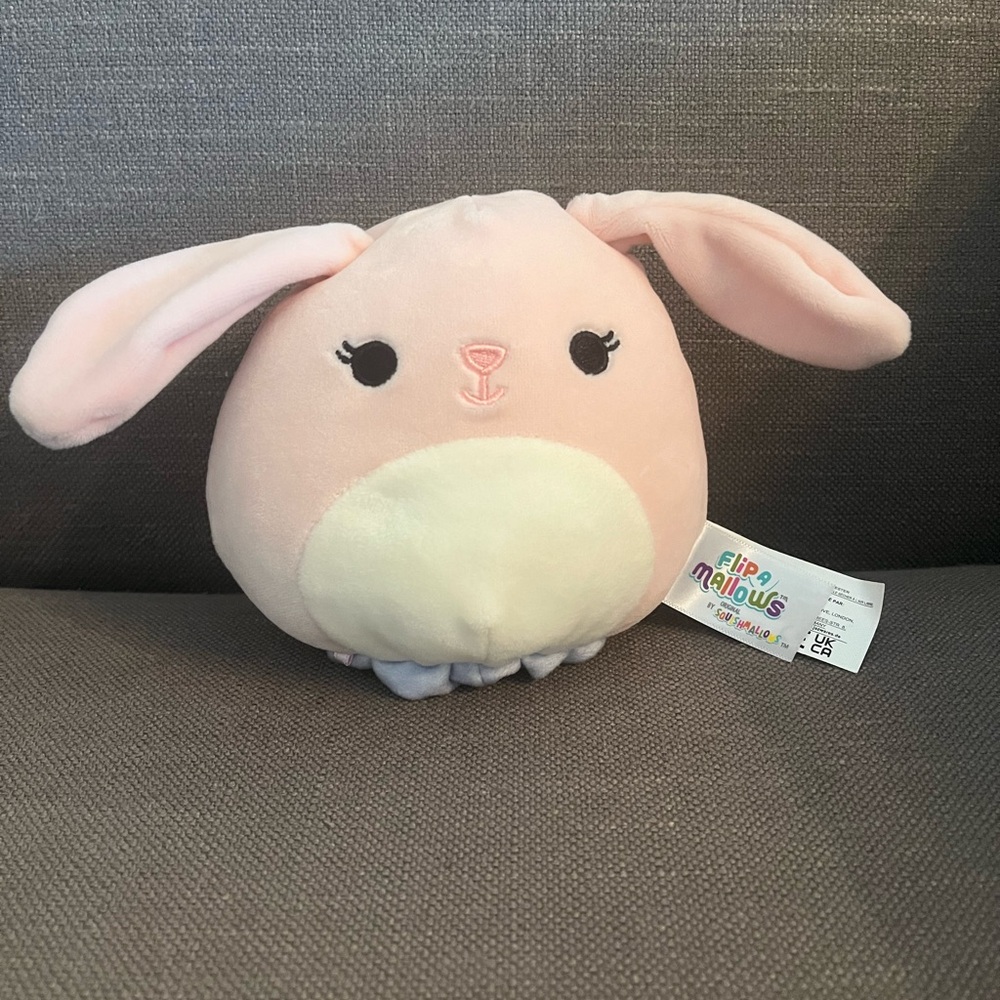 Reversible Pink and Cream Bunny and Easter Egg Squishmallow